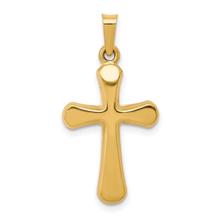 14k Yellow Gold Polished Rounded Cross Pendant