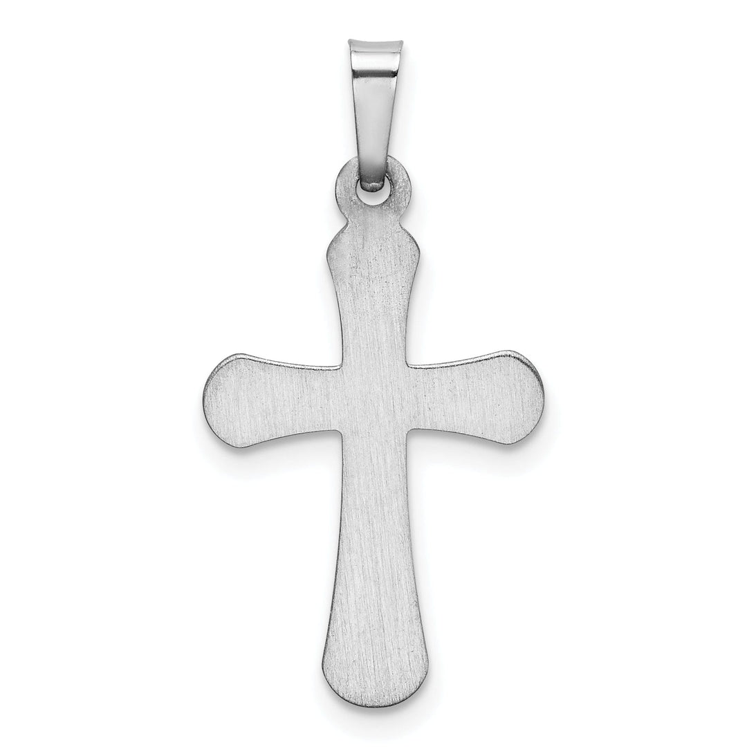 14k White Gold Polished Rounded Cross Pendant