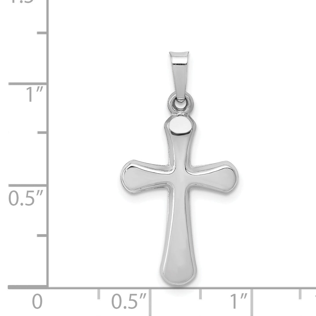 14k White Gold Polished Rounded Cross Pendant