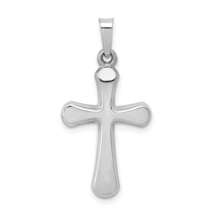 14k White Gold Polished Rounded Cross Pendant