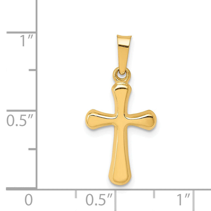 14k Yellow Gold Rounded Design Cross Pendant