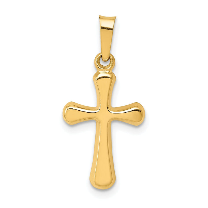 14k Yellow Gold Rounded Design Cross Pendant