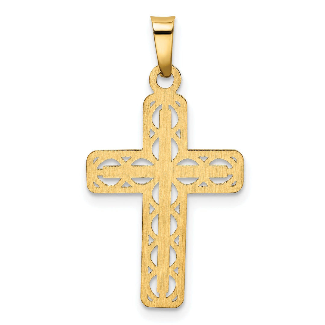 14k Yellow Gold Filigree Design Cross Pendant