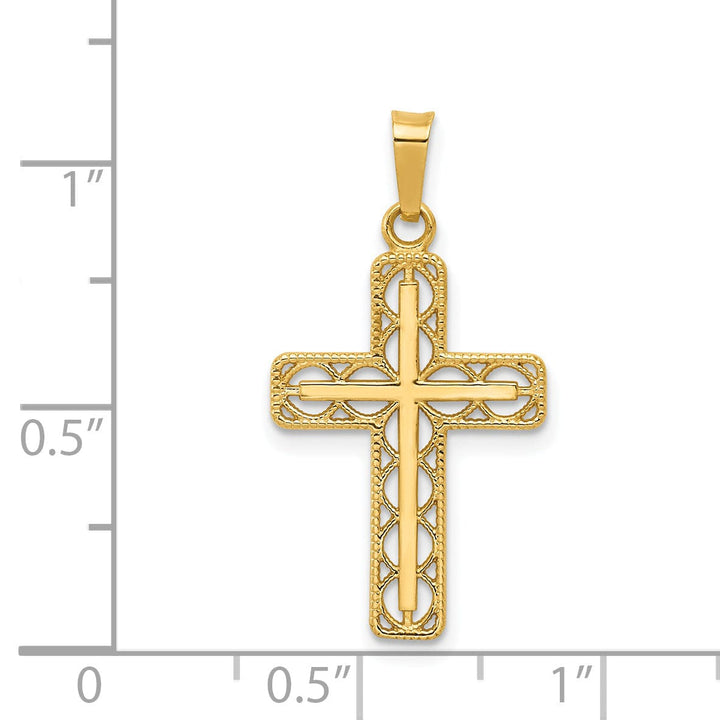 14k Yellow Gold Filigree Design Cross Pendant