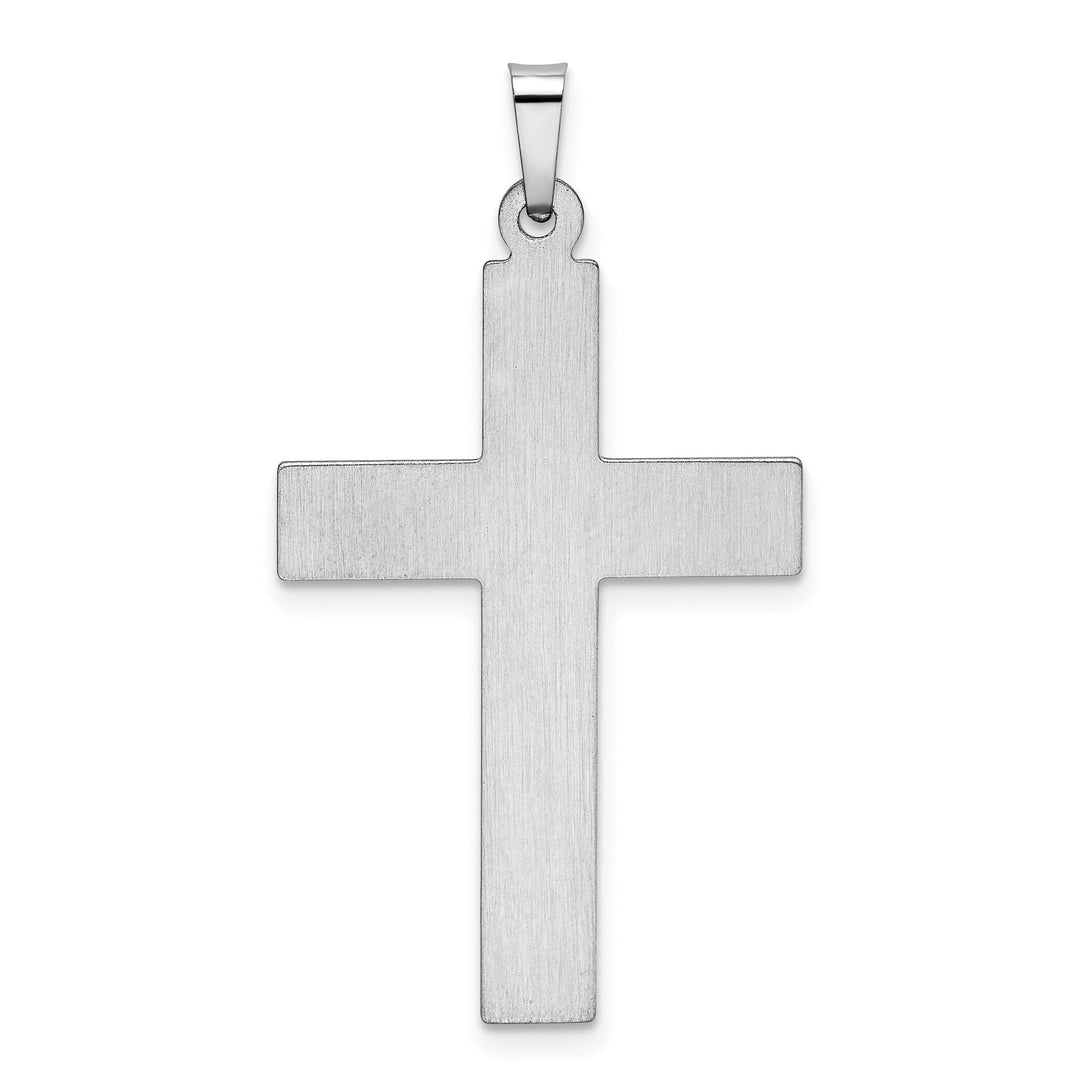 14k White Gold Satin screw Design Cross Pendant