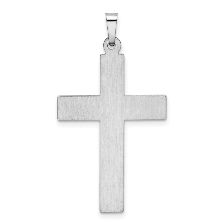 14k White Gold Satin screw Design Cross Pendant