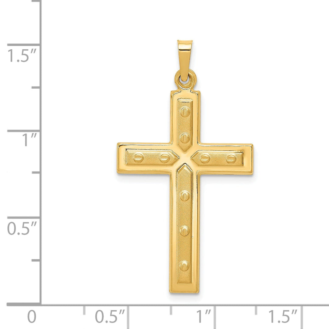 14kYellow Gold Satin Screw Design Cross Pendant