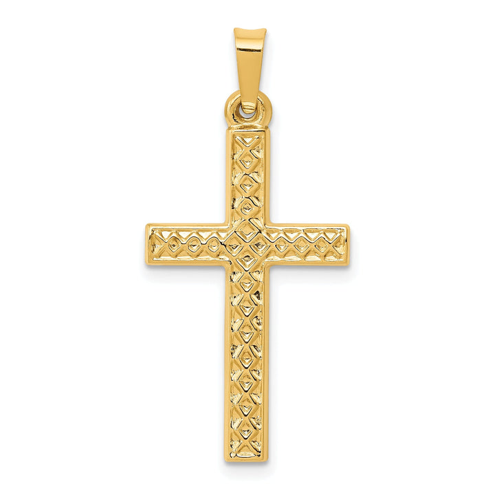 14k Yellow Gold Polished Lattice Cross Pendant