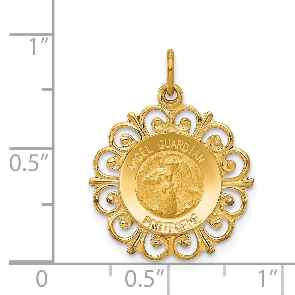 14k Yellow Gold Spanish Guardian Angel Medal