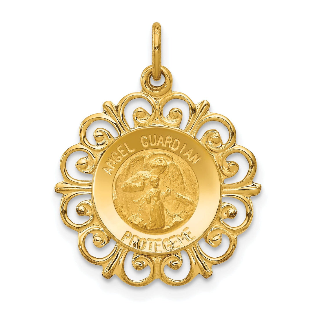 14k Yellow Gold Spanish Guardian Angel Medal