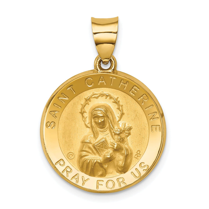 14k Yellow Gold Saint Catherine Medal Pendant