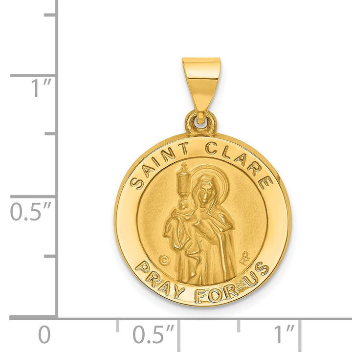 14k Yellow Gold Saint Clare Medal Pendant