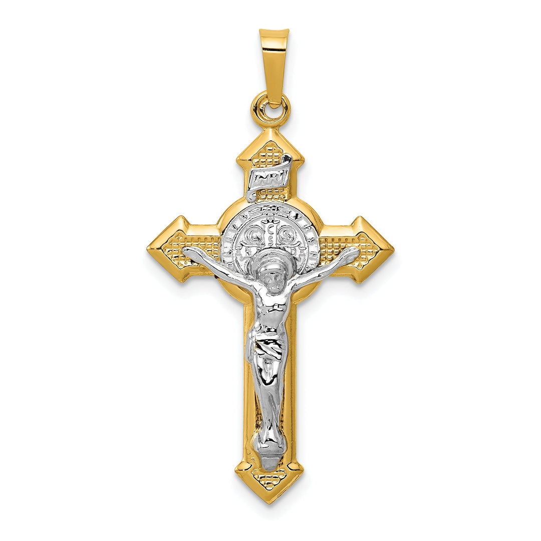 14k Yellow Gold Saint Benedict INRI Crucifix