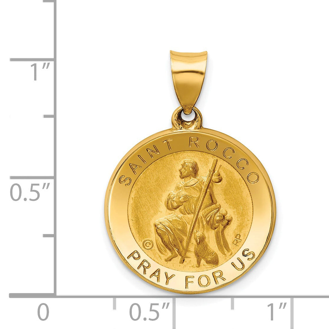 14k Yellow Gold Saint Rocco Medal Pendant