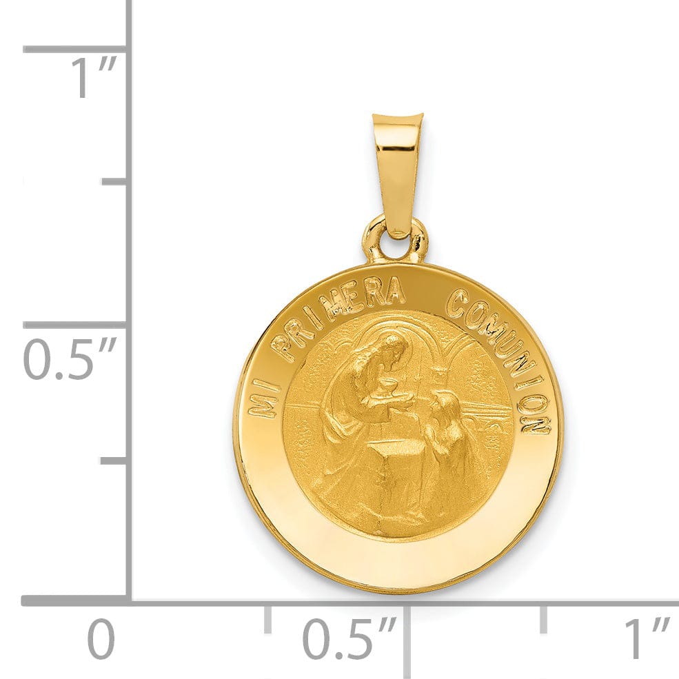 14k Yellow Gold Polish Spanish Mi Primera 1st Communion Medal Pendant