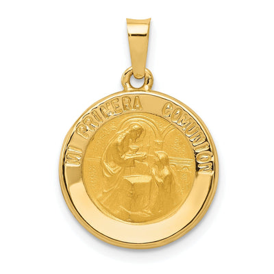 14k Yellow Gold Polish Spanish Mi Primera 1st Communion Medal Pendant at $ 147.56 only from Jewelryshopping.com