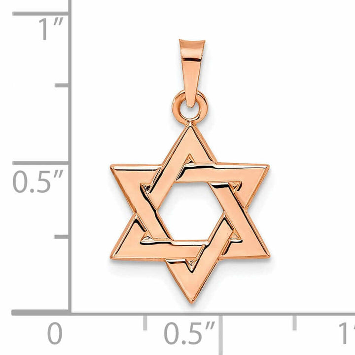 14K Rose Gold Polished Finish Solid Unisex Star of David Pendant