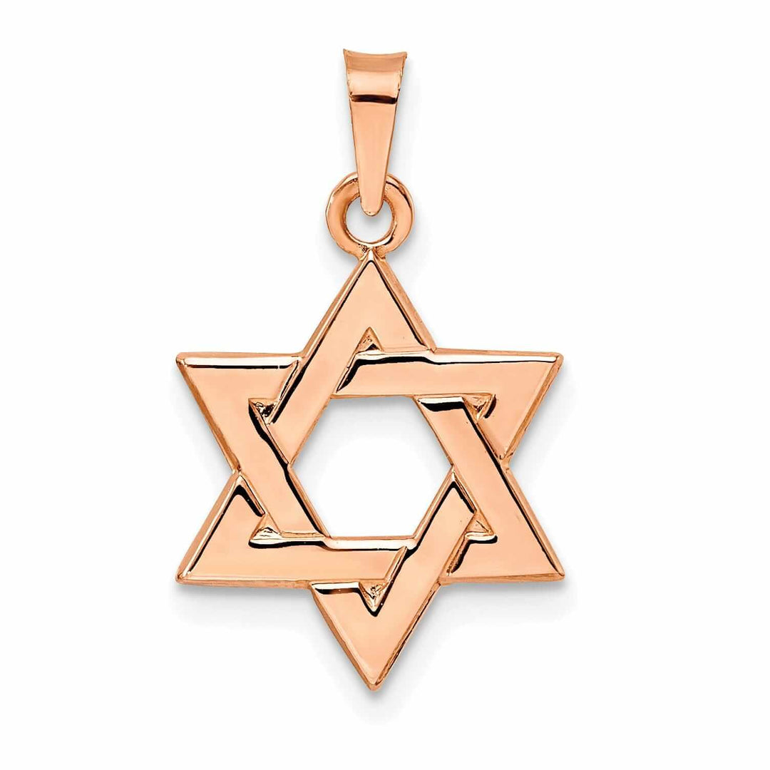 14K Rose Gold Polished Finish Solid Unisex Star of David Pendant