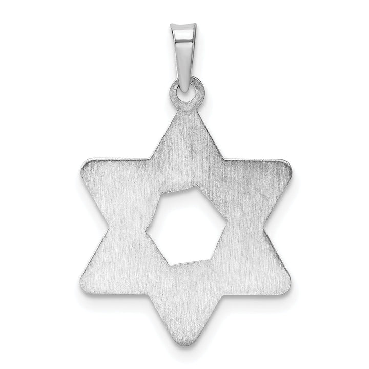 14K White Gold Polished Texture Finish Unisex Star Of David Pendant