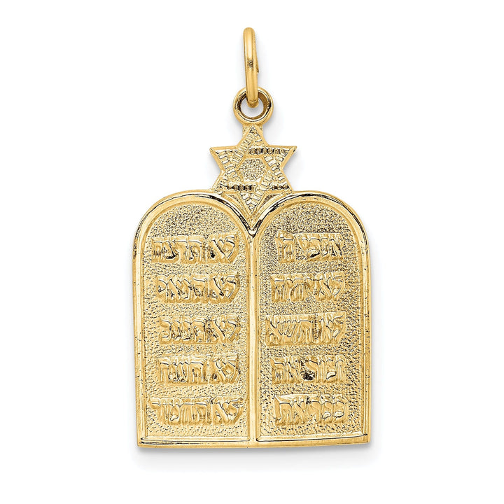 14k Yellow Gold Unisex Ten Commandments with Star of David Pendant