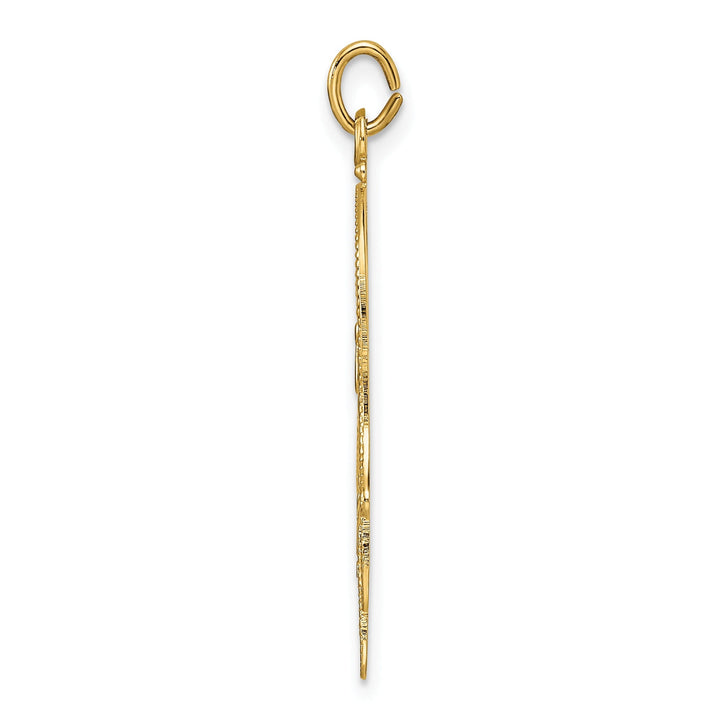 14k Yellow Gold Unisex Hamsa with Fish Evil Eye Design Charm Pendant