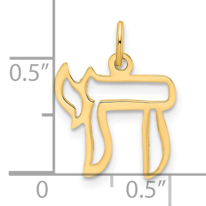 14k Yellow Gold Polish Finish Unisex Solid Chai Symbol Outline Pendant