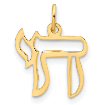 14k Yellow Gold Polish Finish Unisex Solid Chai Symbol Outline Pendant at $ 79.9 only from Jewelryshopping.com