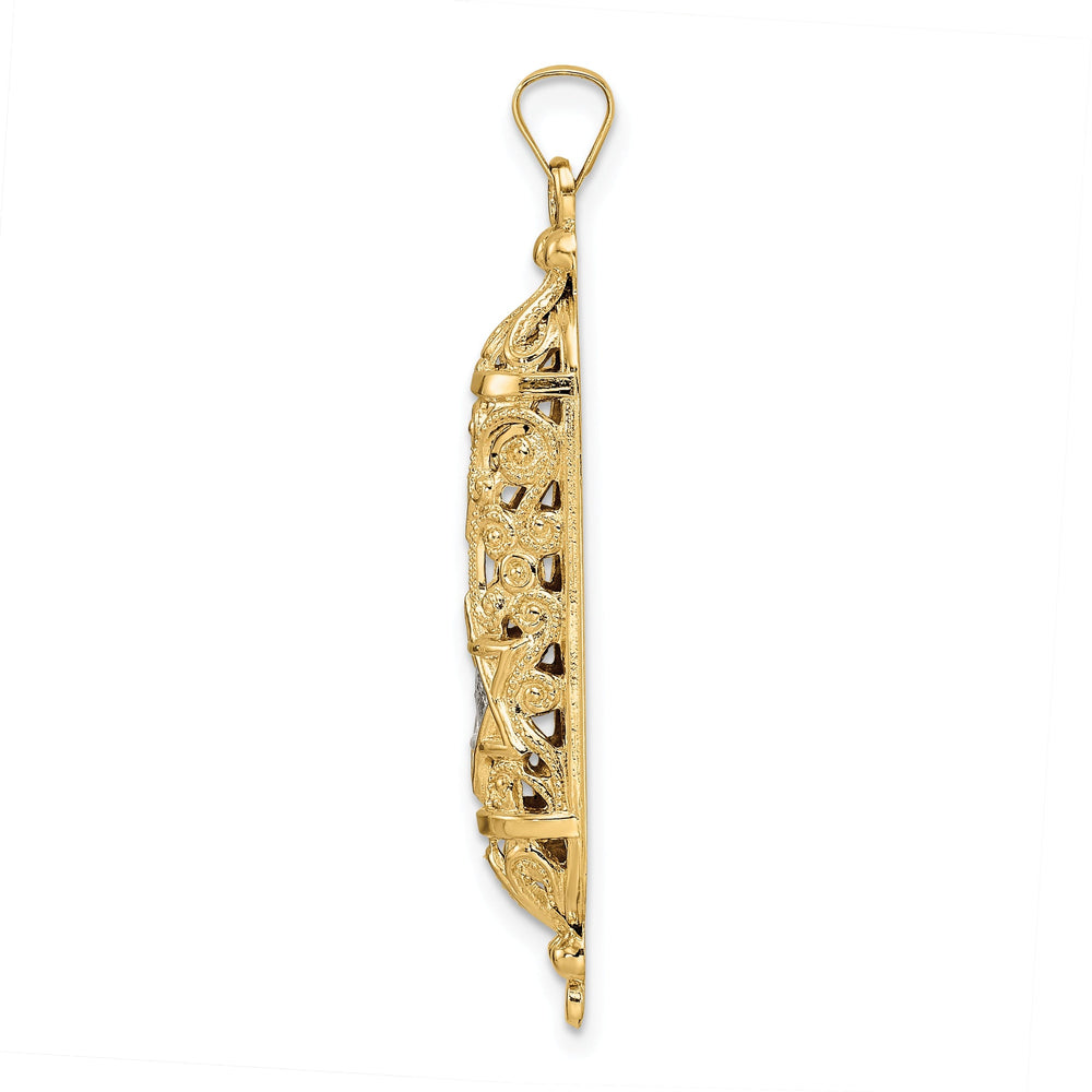 14k Yellow Gold Unisex Solid Mezuzah with Star of David Pendant