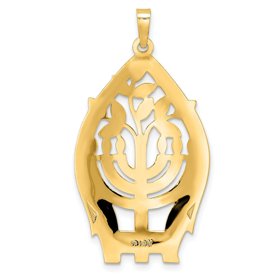 14k Yellow Gold Polished Finish Unisex Menorah Tree of Life Pendant