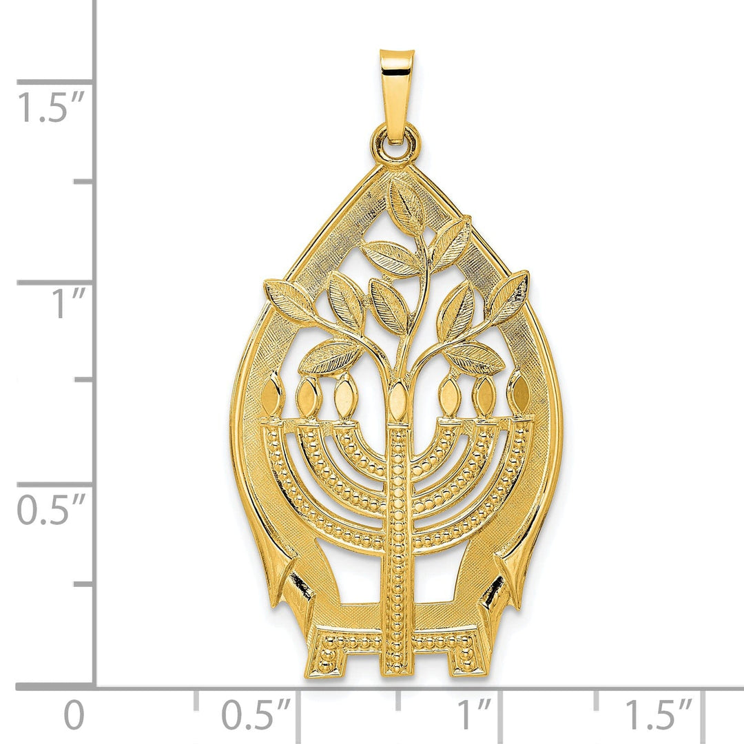 14k Yellow Gold Polished Finish Unisex Menorah Tree of Life Pendant