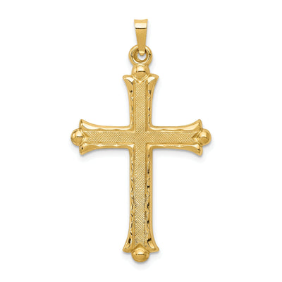 14k Yellow Gold Hollow Fleur de lis Cross Pendant at $ 213.18 only from Jewelryshopping.com