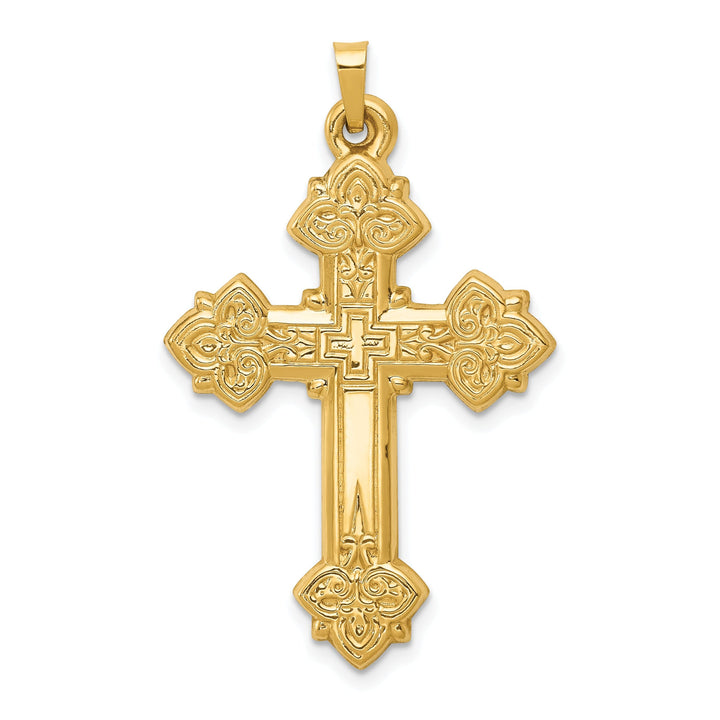 14k Yellow Gold Hollow Cross Pendant