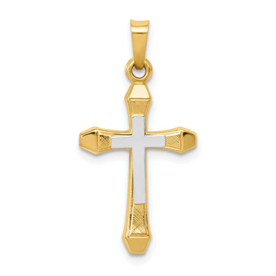 14k Two-tone Gold Hollow Cross Pendant at $ 122.62 only from Jewelryshopping.com