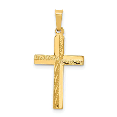 14k Yellow Gold Diamond Cut Hollow Cross Pendant at $ 110.67 only from Jewelryshopping.com