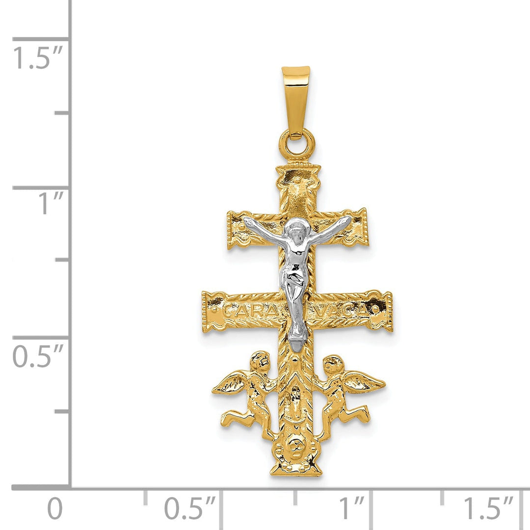 14k Two tone Gold Cara Vaca Crucifix Pendant