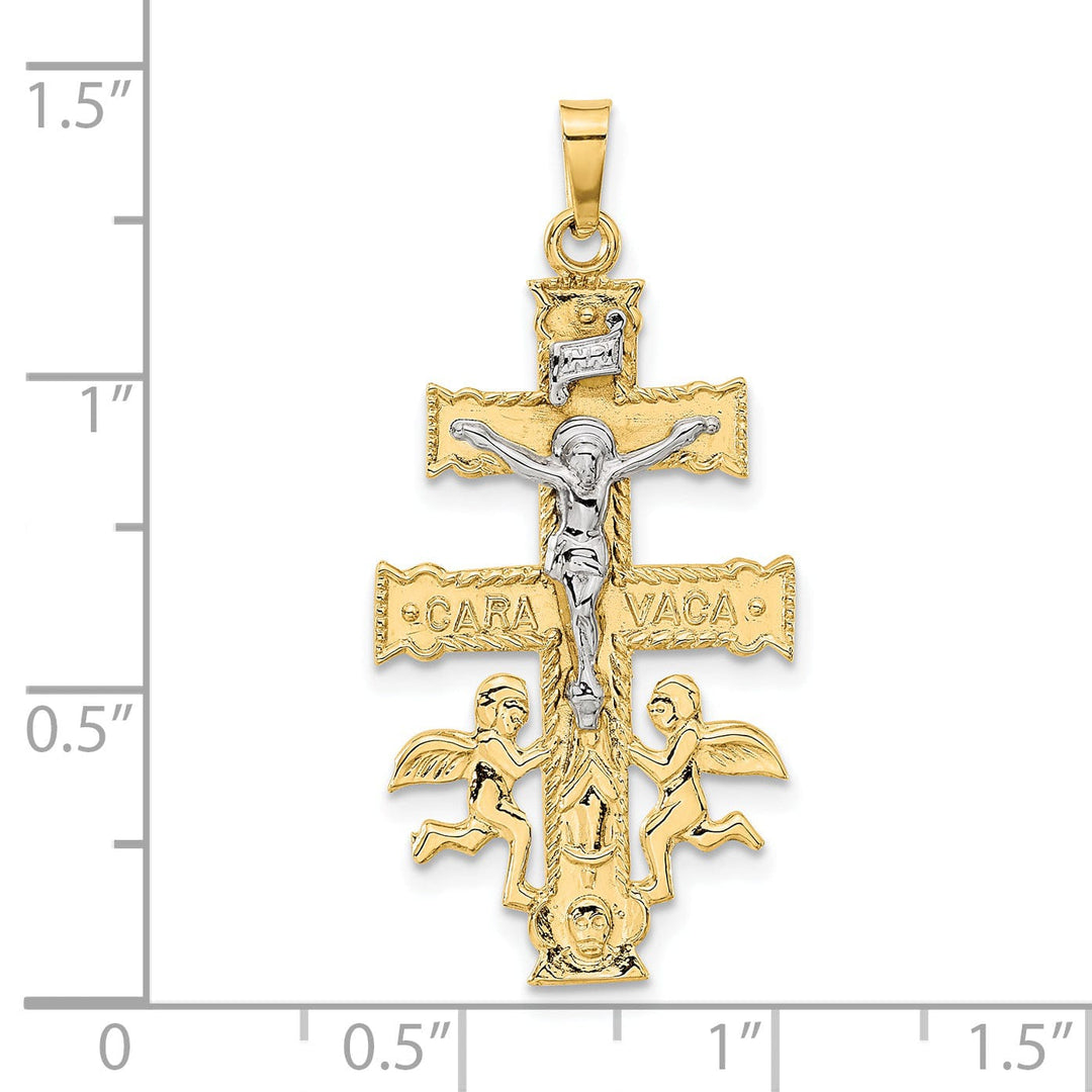 14k Two tone Gold Cara Vaca Crucifix Pendant