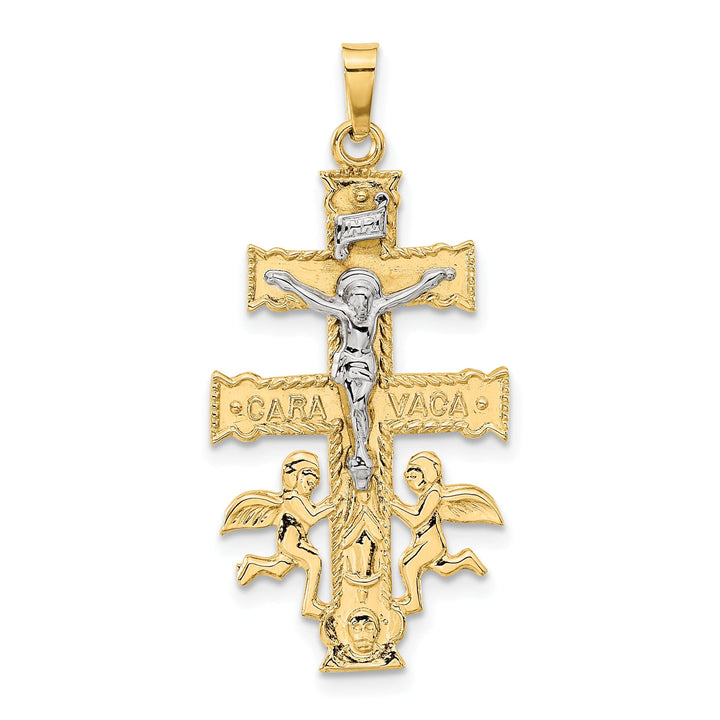 14k Two tone Gold Cara Vaca Crucifix Pendant