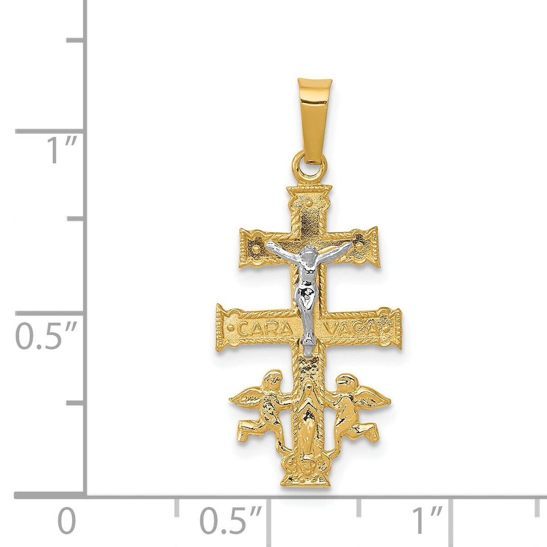 14k Two tone Gold Cara Vaca Crucifix Pendant