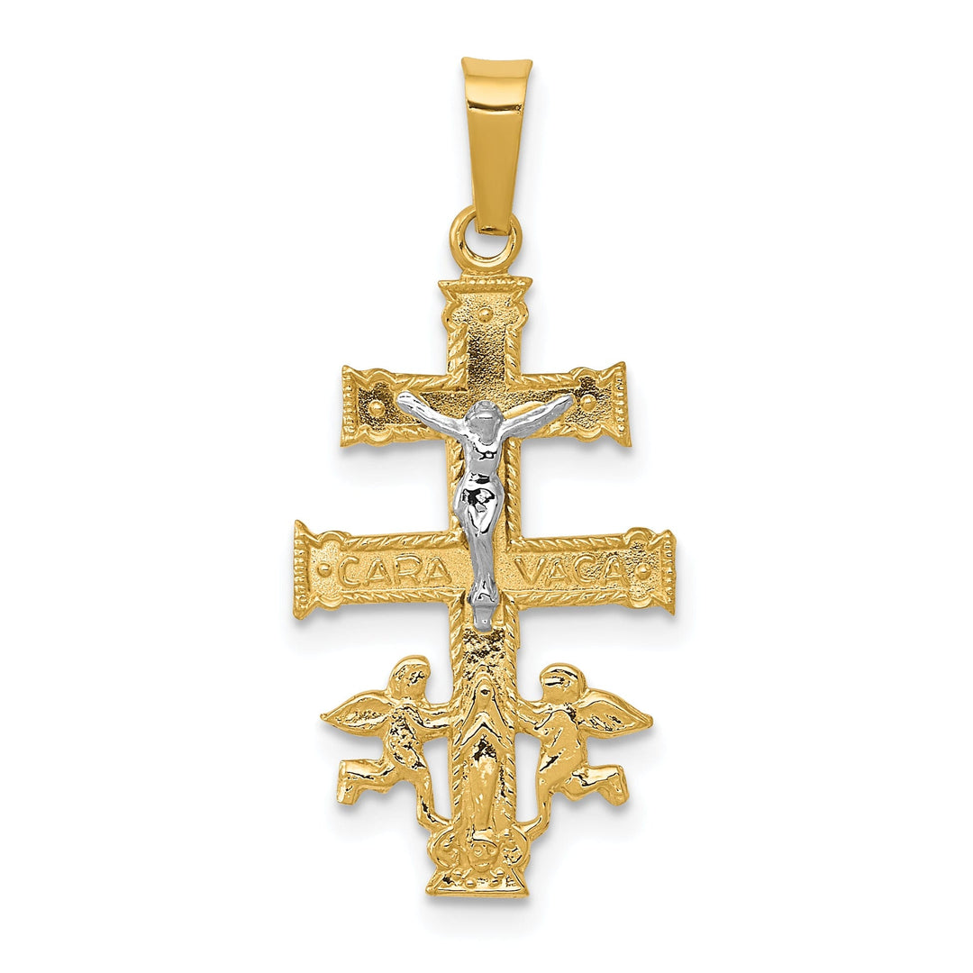 14k Two tone Gold Cara Vaca Crucifix Pendant