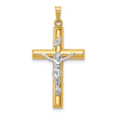 14k Two-tone Gold INRI Hollow Crucifix Pendant at $ 250.05 only from Jewelryshopping.com