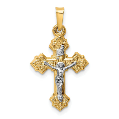 14k Two-tone Gold INRI Hollow Crucifix Pendant at $ 152.71 only from Jewelryshopping.com