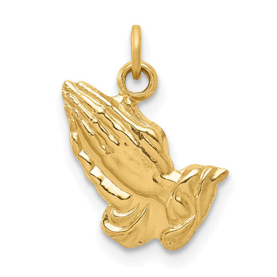 14k Yellow Gold Polished Texture Finish Praying Hands Charm Pendant at $ 155.21 only from Jewelryshopping.com