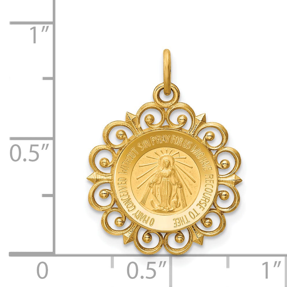 14k Yellow Gold Miraculous Medal Pendant