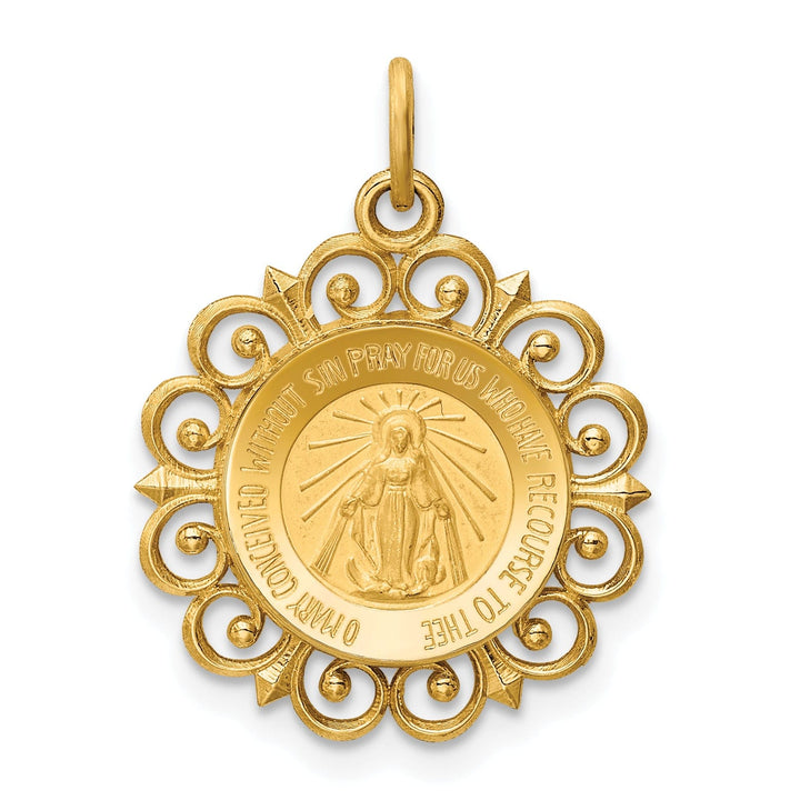 14k Yellow Gold Miraculous Medal Pendant
