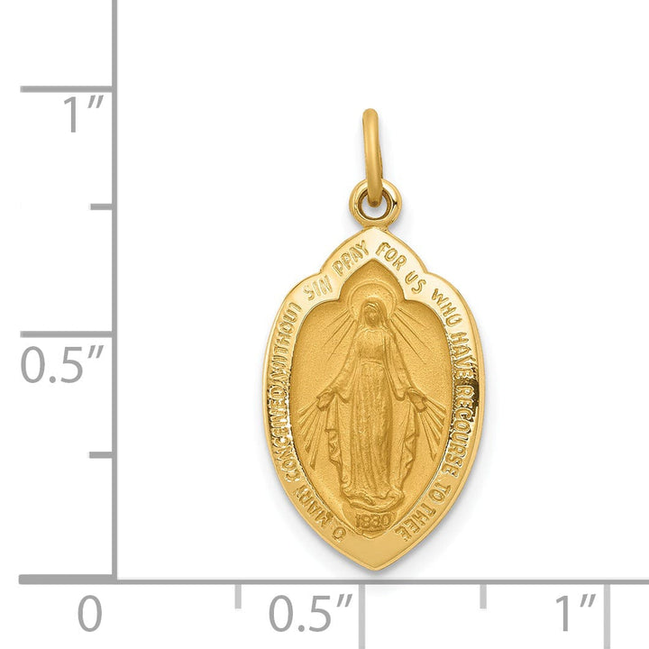 14k Yellow Gold Miraculous Medal Charm Pendant
