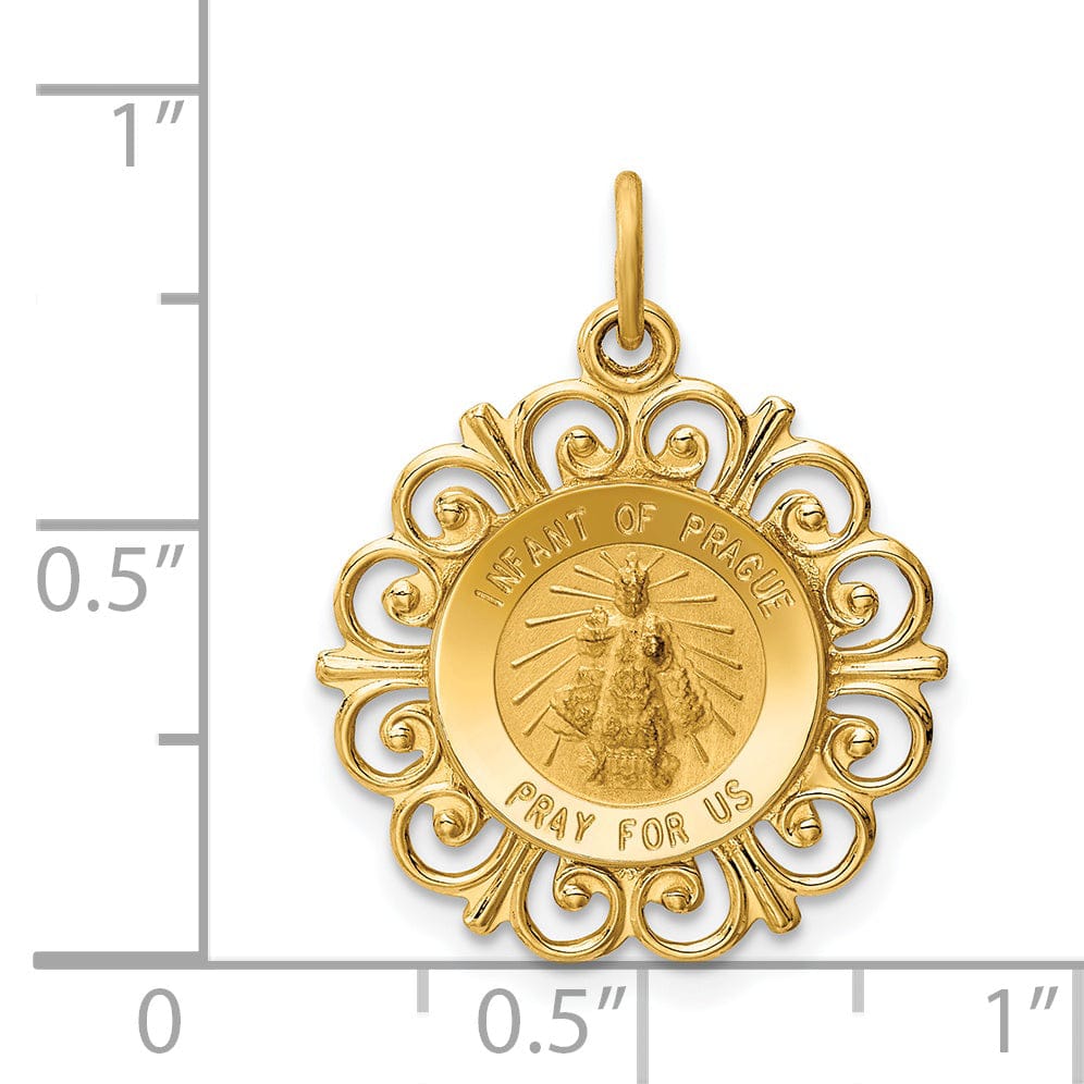 14k Yellow Gold Infant of Prague Medal Pendant