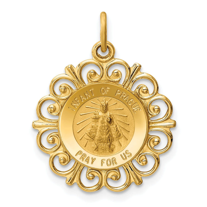 14k Yellow Gold Infant of Prague Medal Pendant