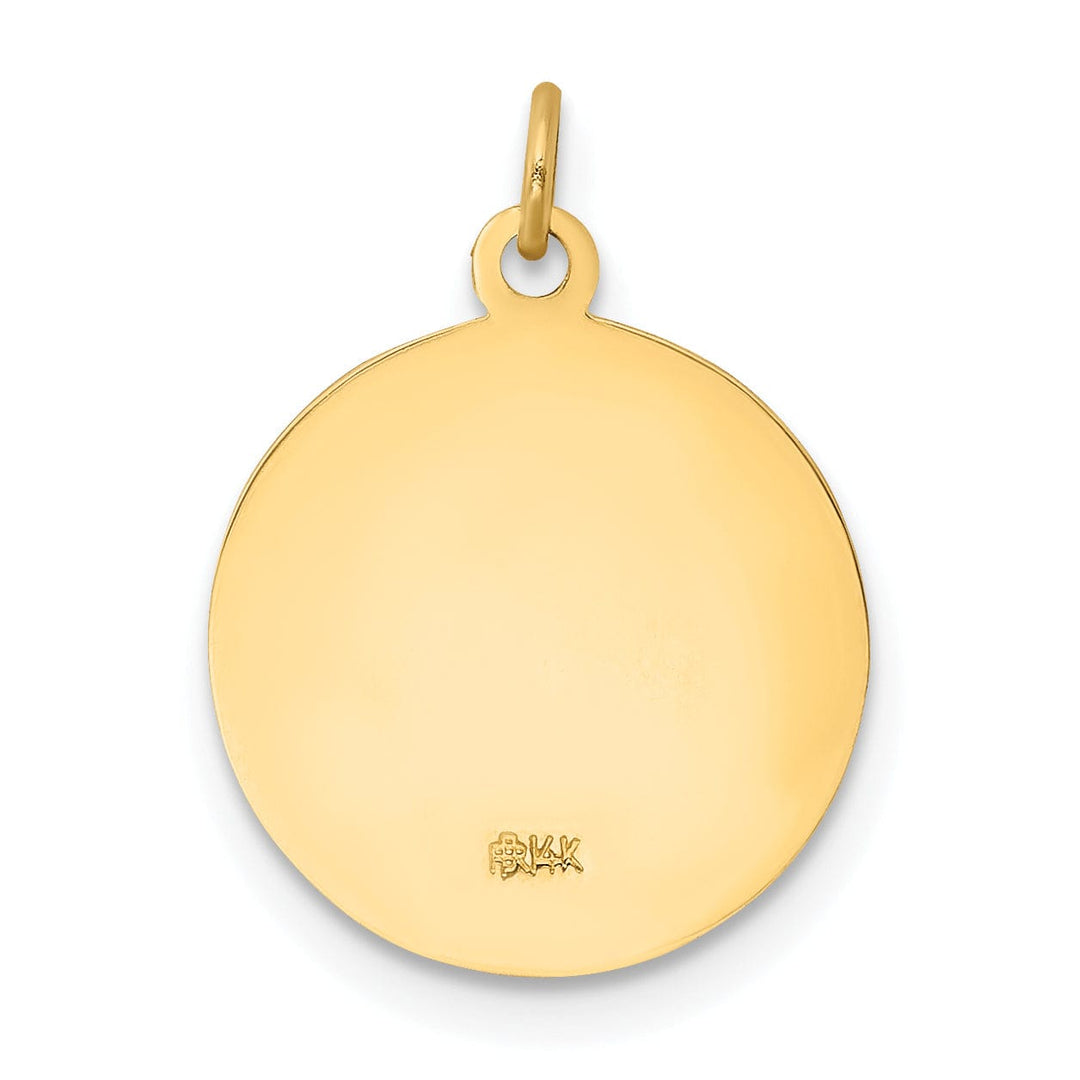 14K Yellow Gold Polished Satin First Holy Communion Disc Medal Pendant