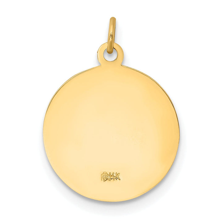 14K Yellow Gold Polished Satin First Holy Communion Disc Medal Pendant