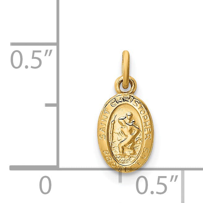 14k Yellow Gold Saint Christopher Medal Pendant